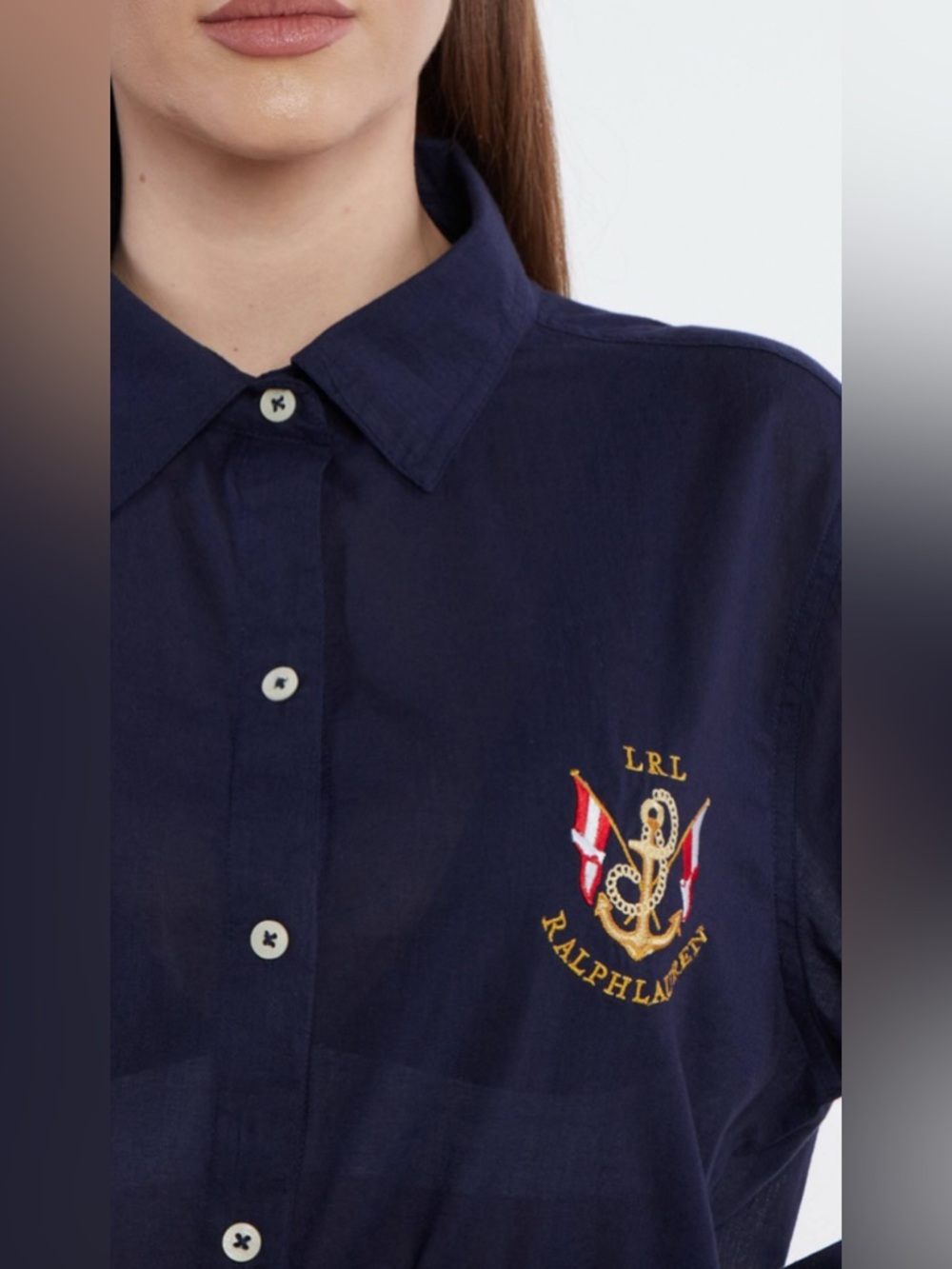 Lauren Ralph Lauren Women's Logo Embroidered Shirt Swim Cover-Up - Picture 5 of 5